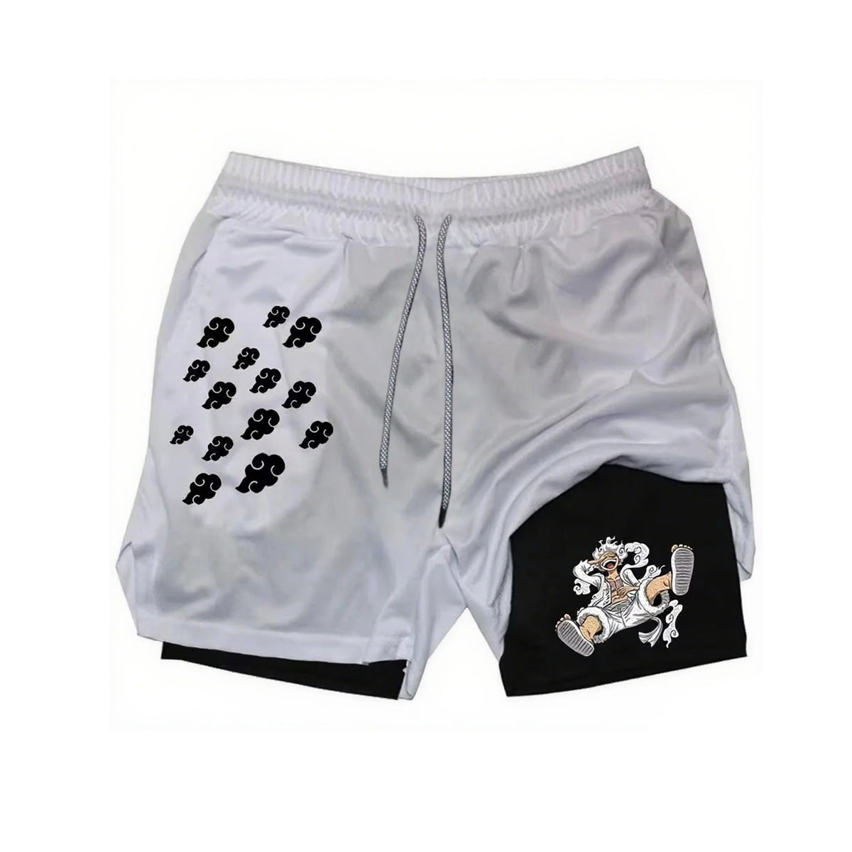 One Piece Summer Anime Men's Shorts Quick-dry Double Layer 2-in-1 Pants Graphic Print Workout Training Fitness Sports Gym Shorts