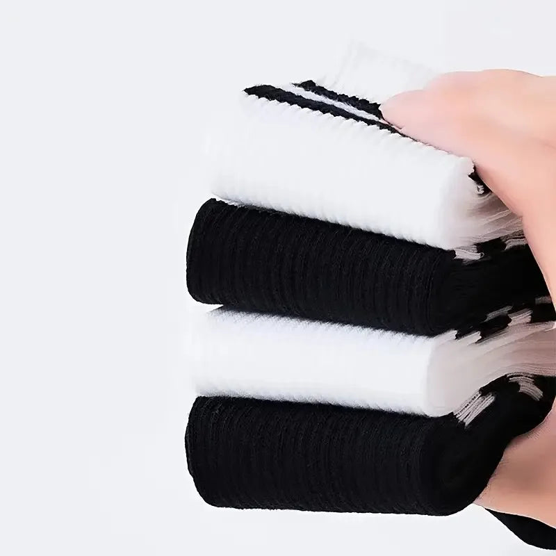 10/20 Pairs Neutral Solid Color Round Neck Socks Spring Summer Sweat Absorbing Breathable Comfortable All-season Sports Socks