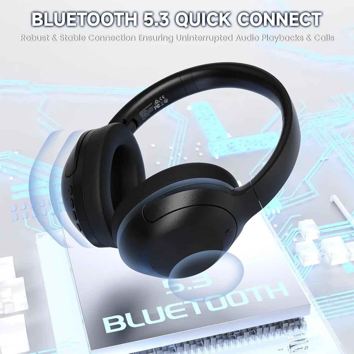 ATTACK SHARK G300 Wireless Bluetooth Headphone with ENC Noise Cancellation, Rechageable Over Ear Headset, 3.5MM Audio Jack