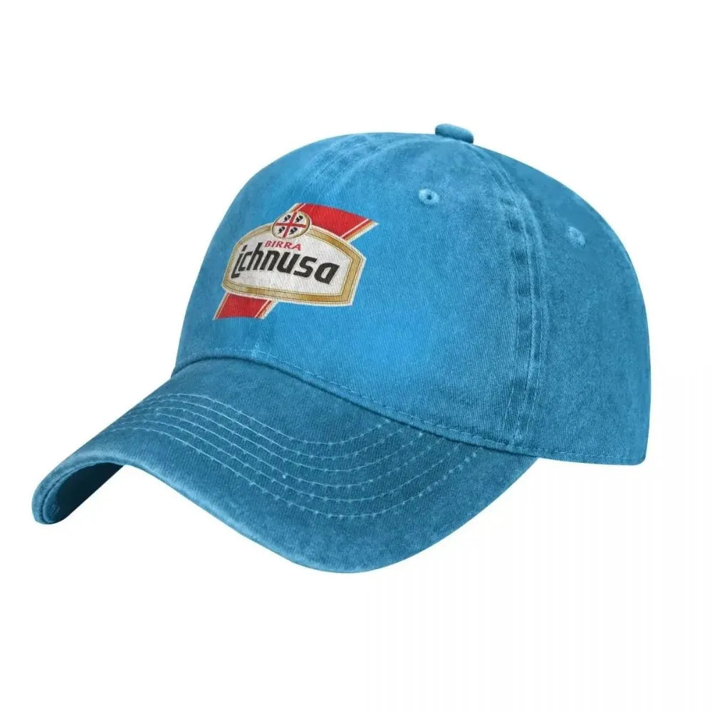 Ichnusa Washed Baseball Cap Beer Sardinia Y2k Cute Trucker Hat Summer Men Women Outdoor Gym Custom Logo Baseball Caps