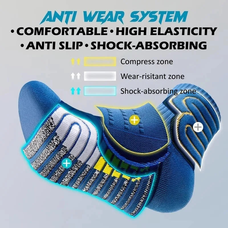 2 Pairs Professional Running Marathon Socks Men Large Size Basketball Badminton Tennis Socks Thickened Towel Bottom Sports Socks