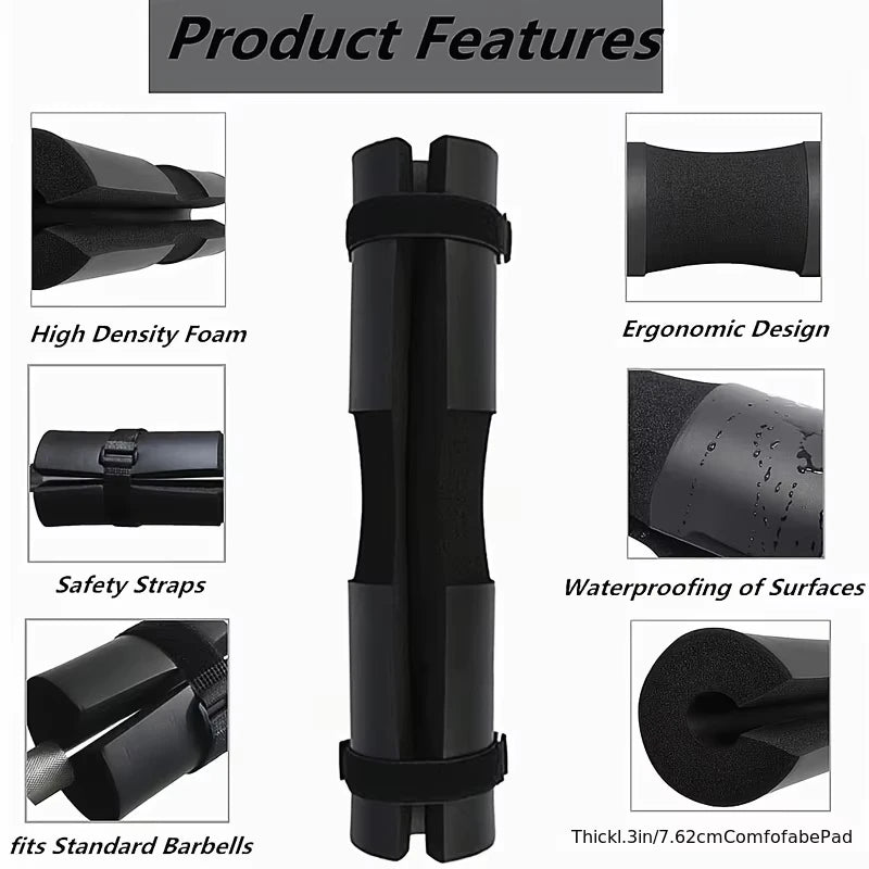 Gym Barbell Squat Pad Foam Shoulder Neck Protector Cushion Anti‑Slip Bar Pad for Hip Thrust Squat Weight Training Bodybuilding
