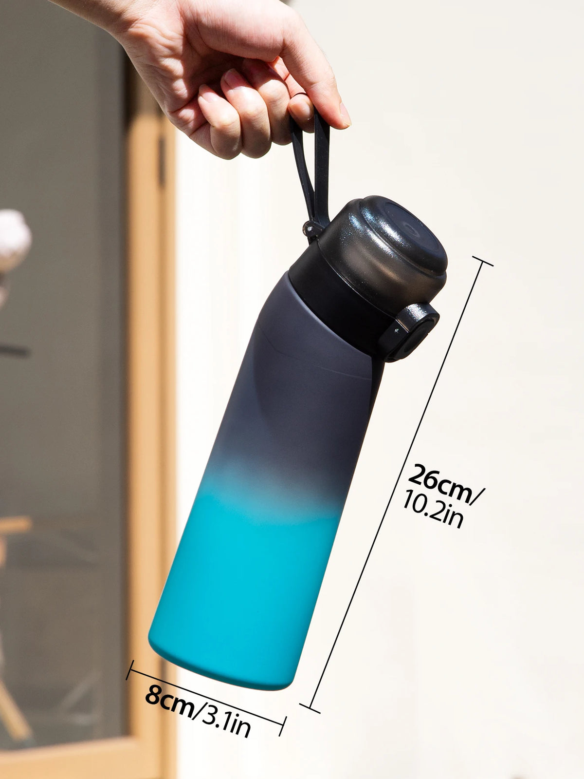1pc 650ml Flavored Water Bottle with Random 1 Flavour Pods Air Water Bottle Frosted Black Air Camping Fitness Sport Cup