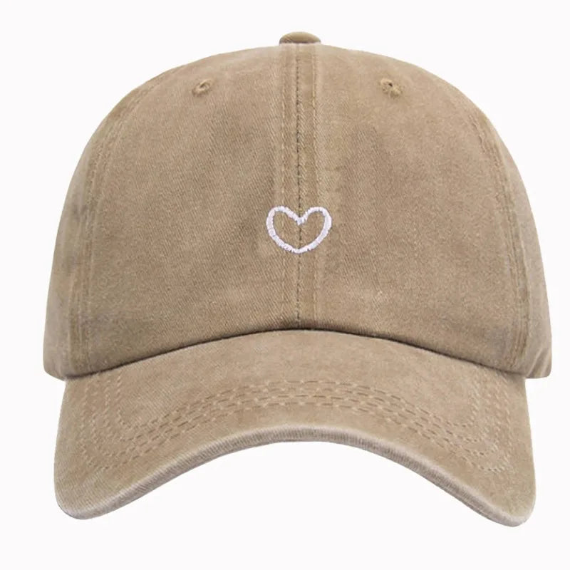 1pc Retro Washed Little Heart Embroidered Ponytail Baseball Cap for Women,Outdoor Sports Adjustable Women's Cap for Daily Wear