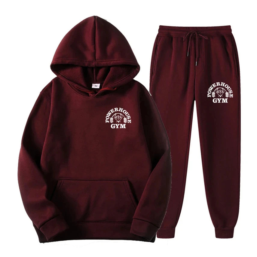 Men Women Tracksuit Hoodies Casual Solid Color Long Sleeve Pullover + Pants Suit Fleece Hooded Sportswear Suit Two Piece Sets