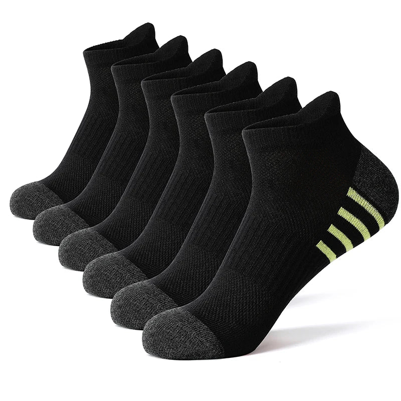 6 Cotton Man and Women Socks Sports Solid Color Male's Short Sock Cycling Breathable Mesh Ankle Summer Running Socks