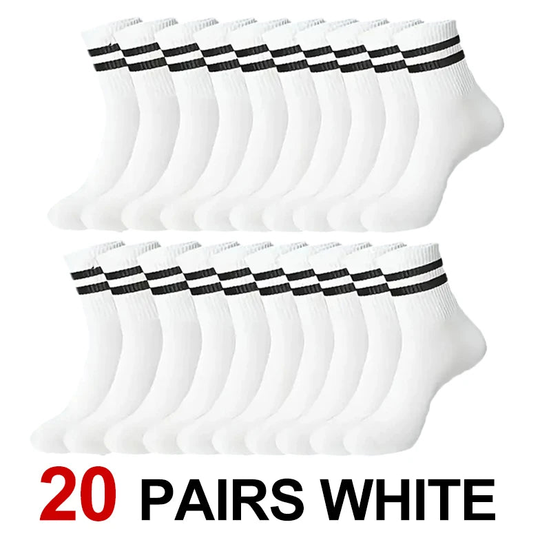 10/20 Pairs Neutral Solid Color Round Neck Socks Spring Summer Sweat Absorbing Breathable Comfortable All-season Sports Socks