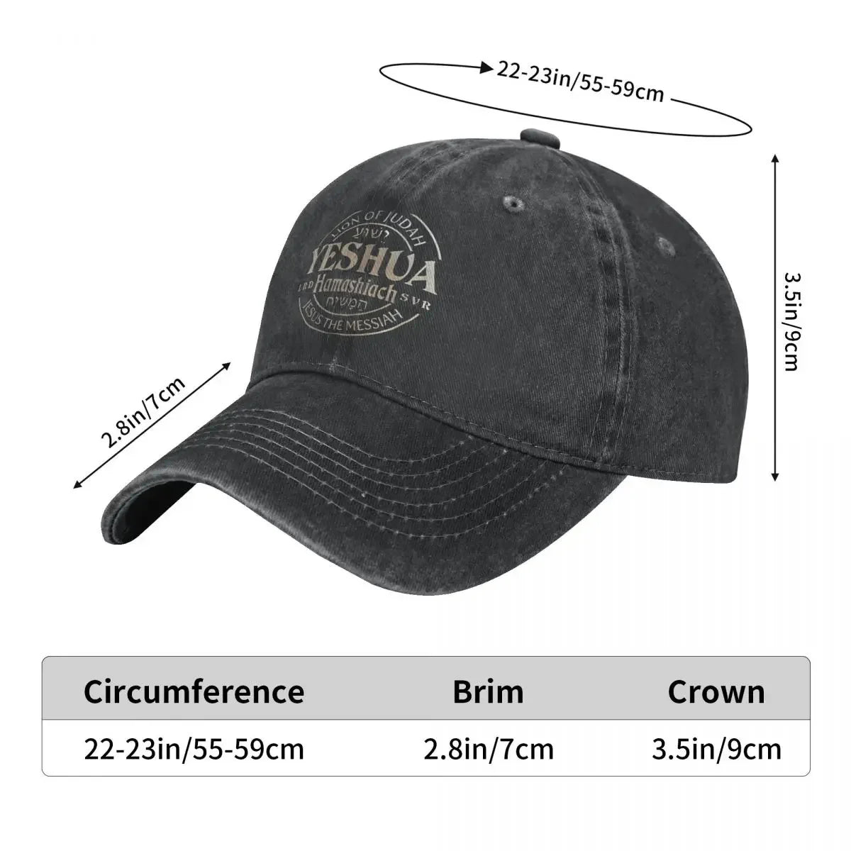 Yeshua Hamashiach Denim Baseball Cap Messiah Female Male Design Trucker Hat Street Style Outdoor Gym Breathable Baseball Caps