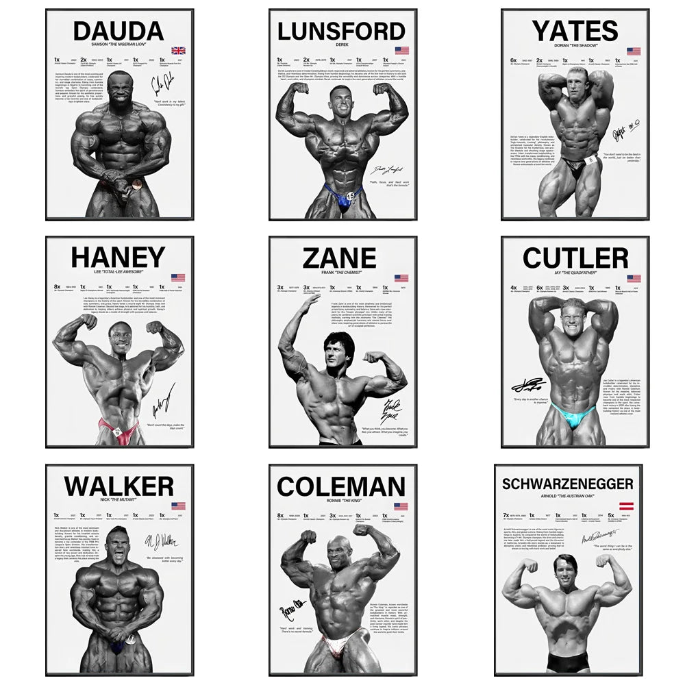 Bodybuilding Athlete Poster And Prints Gym Motivation Wall Art Haney Zane Yates Dauda Cutler Walker Signature Canvas Painting