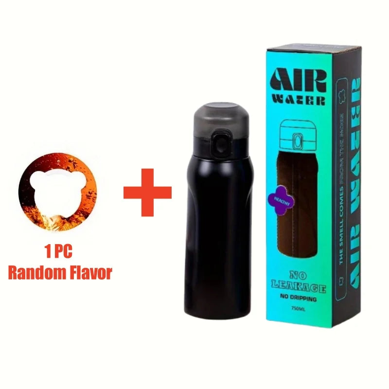 Stainless Steel Sports Insulated Bottle With 1/7pcs Random Fruit Flavor Pods Portable Water Cup For Fitness Gym Outdoor Activity