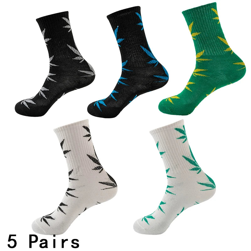 5 Pairs Of Men's Socks, Autumn And Winter Vintage Fun Fashion Athletic Socks, Sports Trend Socks