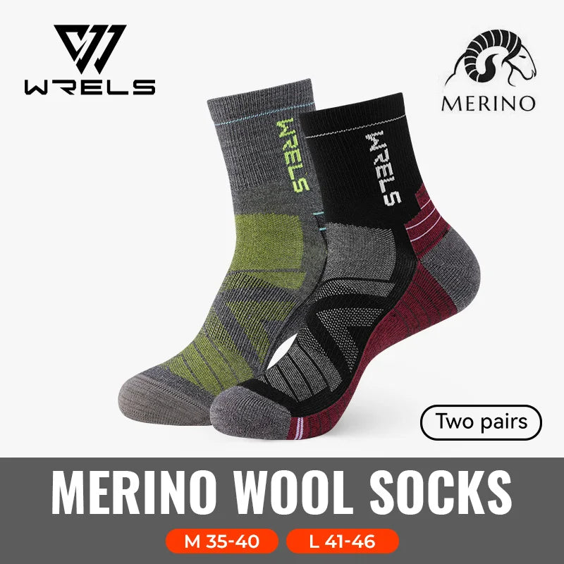 WRELS 1/2/3pairs Merino Wool Socks Thermal Warm Winter High Elastic Thick Hiking Socks Moisture Absorption Wool Sports Socks