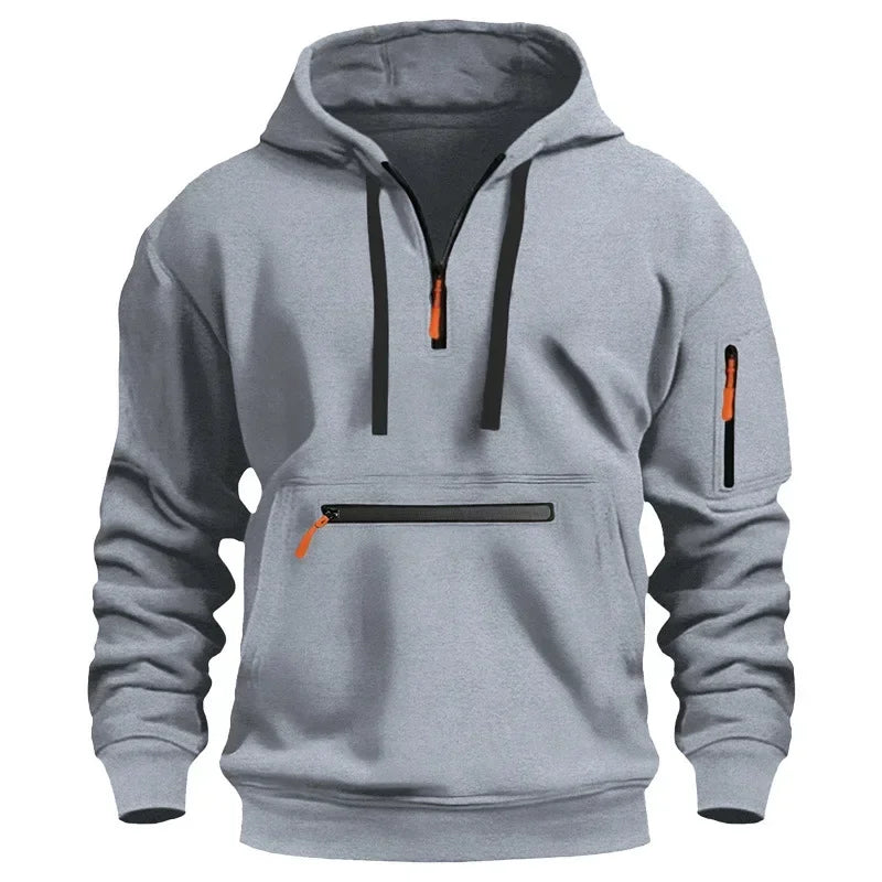 2025 New Men's Hoodies Winter Hooded Shirt Wear Fleece Multi Pocket Fashion Tops Hoody Loose Oversized Pullover Man Clothing