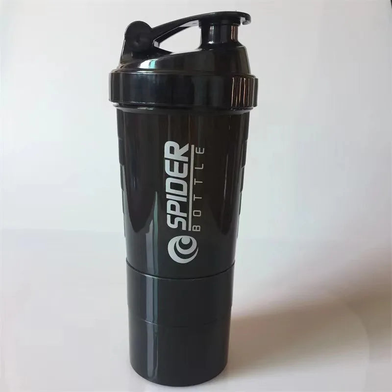 1pc Protein Shaker Bottle Portable 16oz Powder Shake Cup 3 Layers Shaker Protein Bottle Suitable For Sports Gym Fitness Outdoor