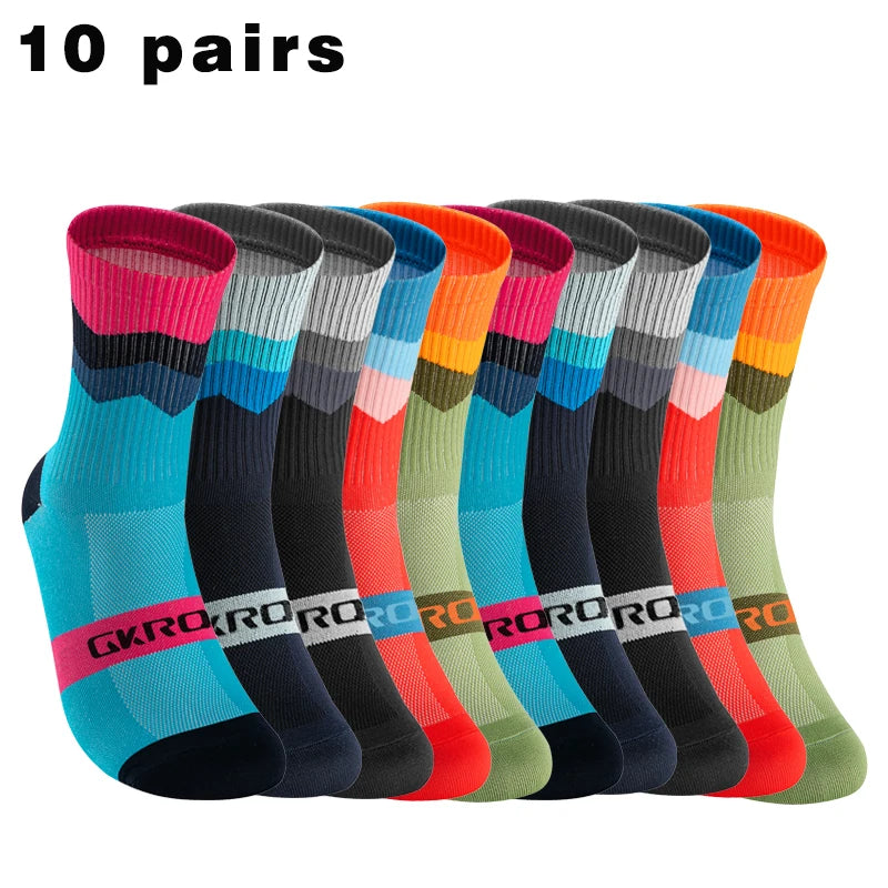 GKRQ 10 pairs Professional Cycling Socks Breathable Road Bicycle Socks Men Women Outdoor Sports Racing e Compression Cycling Fo