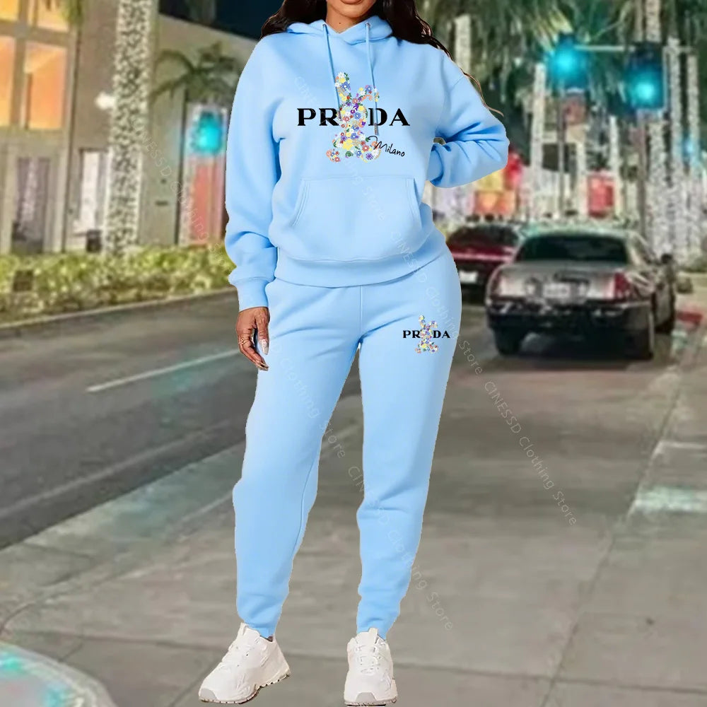 Women's Tracksuits Hoodies and Pants Two Peice Outfits Suit Designer Luxury Oversized Autumn Winter Clothing Women Pants Sets