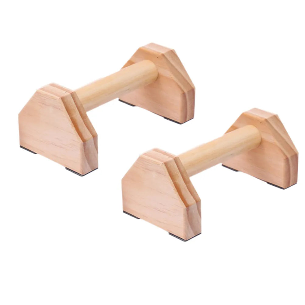 1Pair Pine Wood Push-Up Stands Slip-Resistant Push-Up Bars Home Fitness Equipment for Arm Strength Training and Muscle Building