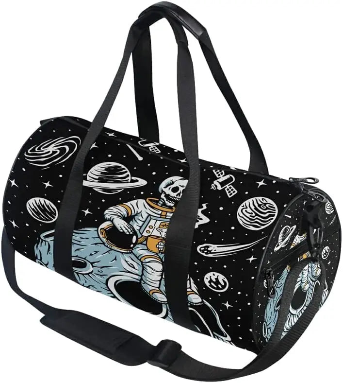 Black Skull Moth Duffel Bags Magic Skulls Sports Gym Bag Travel Luggage Overnight Bags for Men Women Duffel Bags for Traveling
