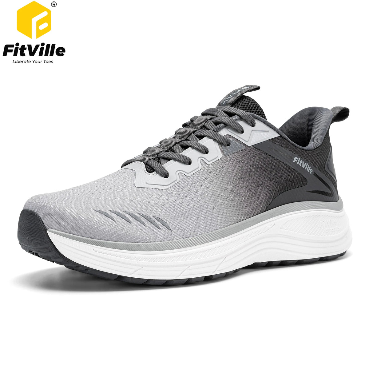 Fitville Men's Sports Sneakers Extra Wide Toe Box Running Shoes for Men Mesh Breathable Anti-slip Walking Footwear Arch Support