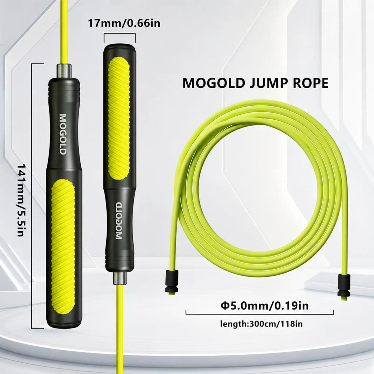 MOGOLD Professional Speed Skipping Rope – Inner Steel Core, No Tangles, Sturdy Durable, Non-Slip Grip | Fitness Fat Loss