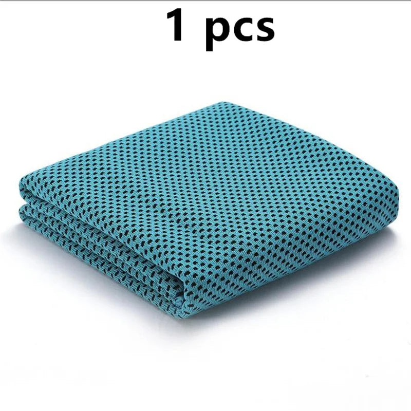 1-100 pcs Sport Towel with Mini Silicon Gel Set Portable Cold Towel Fitness Sport GYM Running Outdoor Quick Dry Cool Towel