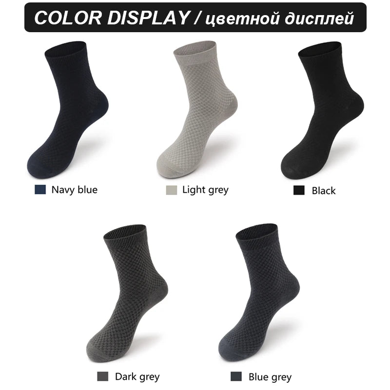 Bamboo Fiber Men's Socks 10Pairs Black Business Soft Breathable Long High Quality Autumn for New Male Sock Plus Size 39-48