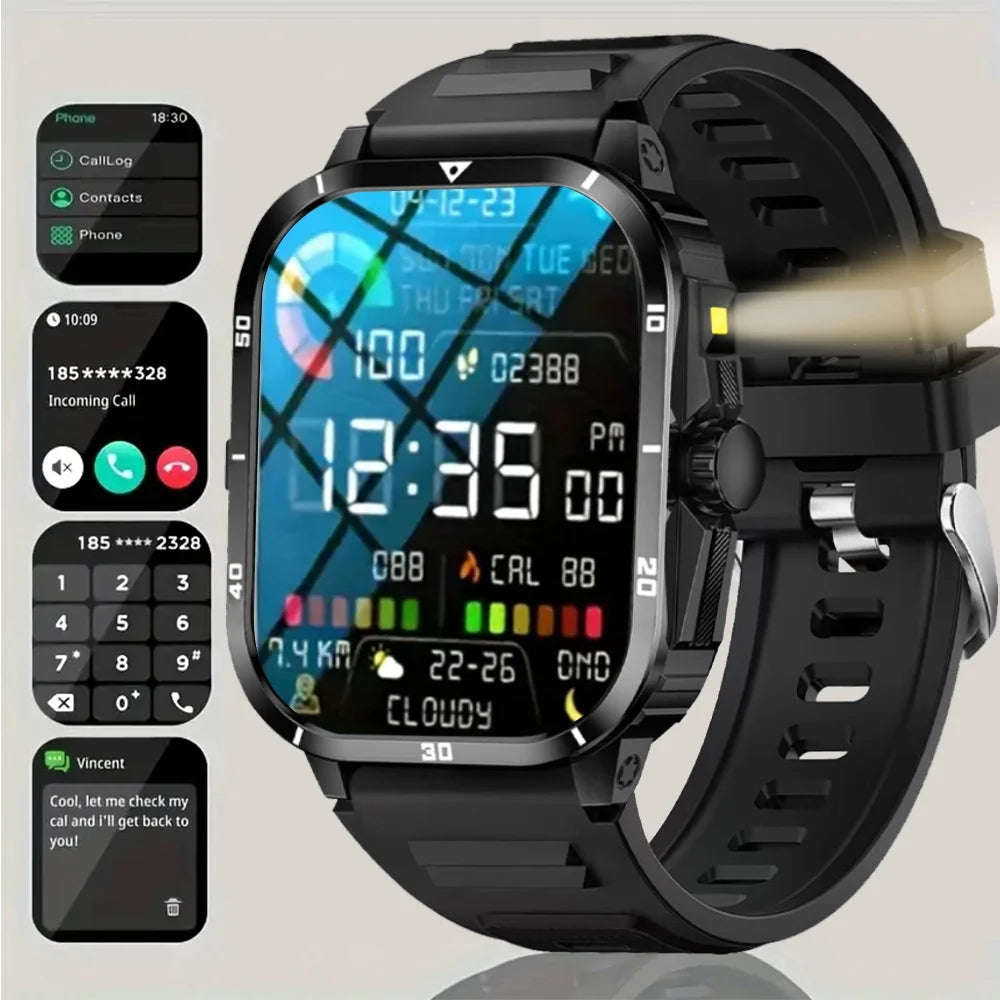 Outdoor Men'S Smart Watch 2.01 Inch Full Touch Screen Display, Wireless Call, Multiple Sports Modes , Weather Display ,Music Control, Suitable for Iphone & Android,Valentine's Day/Christmas/New Year/Birthday Watch Gifts