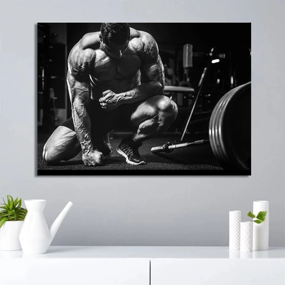 Motivational Quote Bodybuilding Weightlifting Schwarzenegger Man Girl Gym Fitness Poster Prints Canvas Painting Wall Home Decor