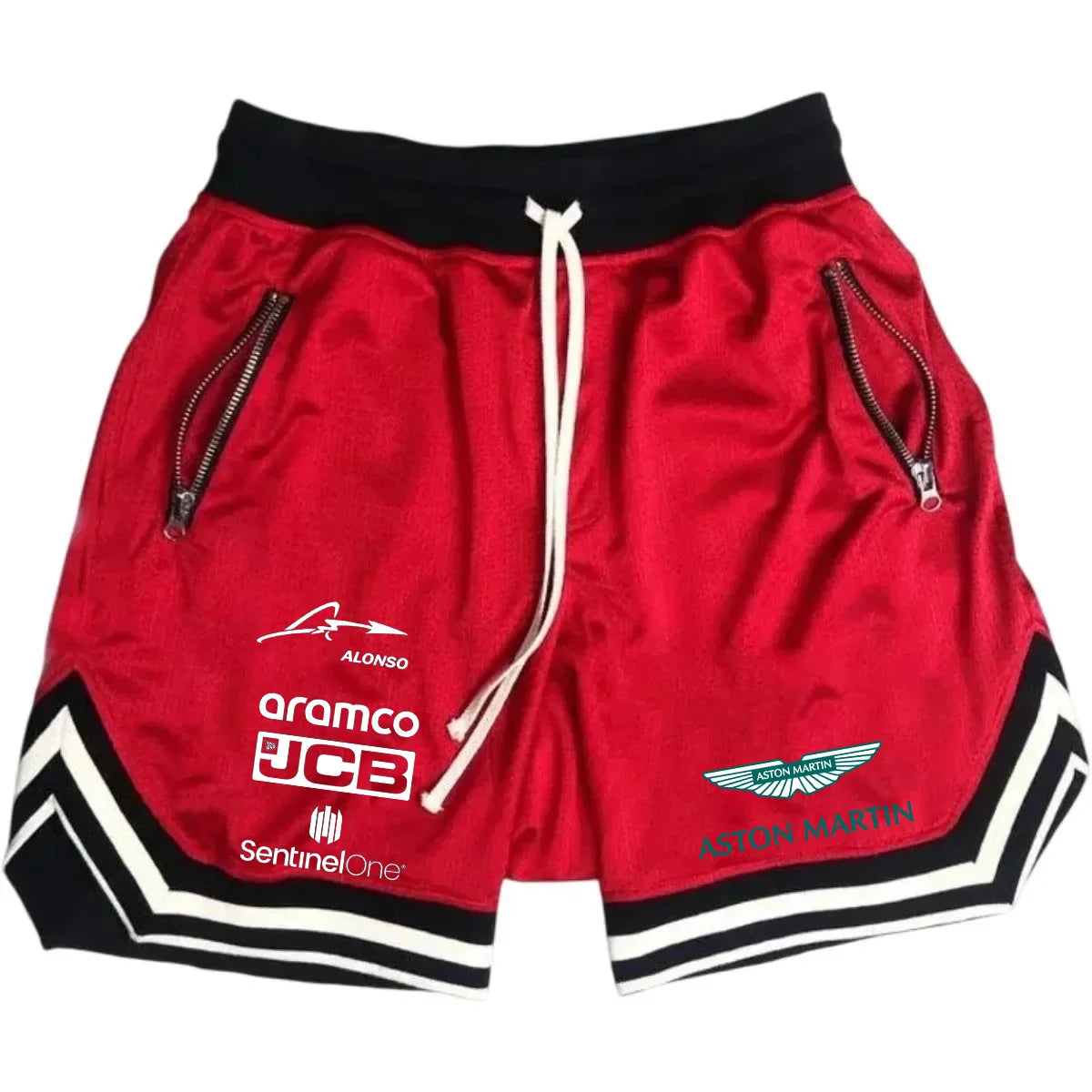 New Aston Martin Men's Slim-Fit Shorts - Single-Color Design, Comfortable and Breathable, with High-Quality Elastic Waist. Fast