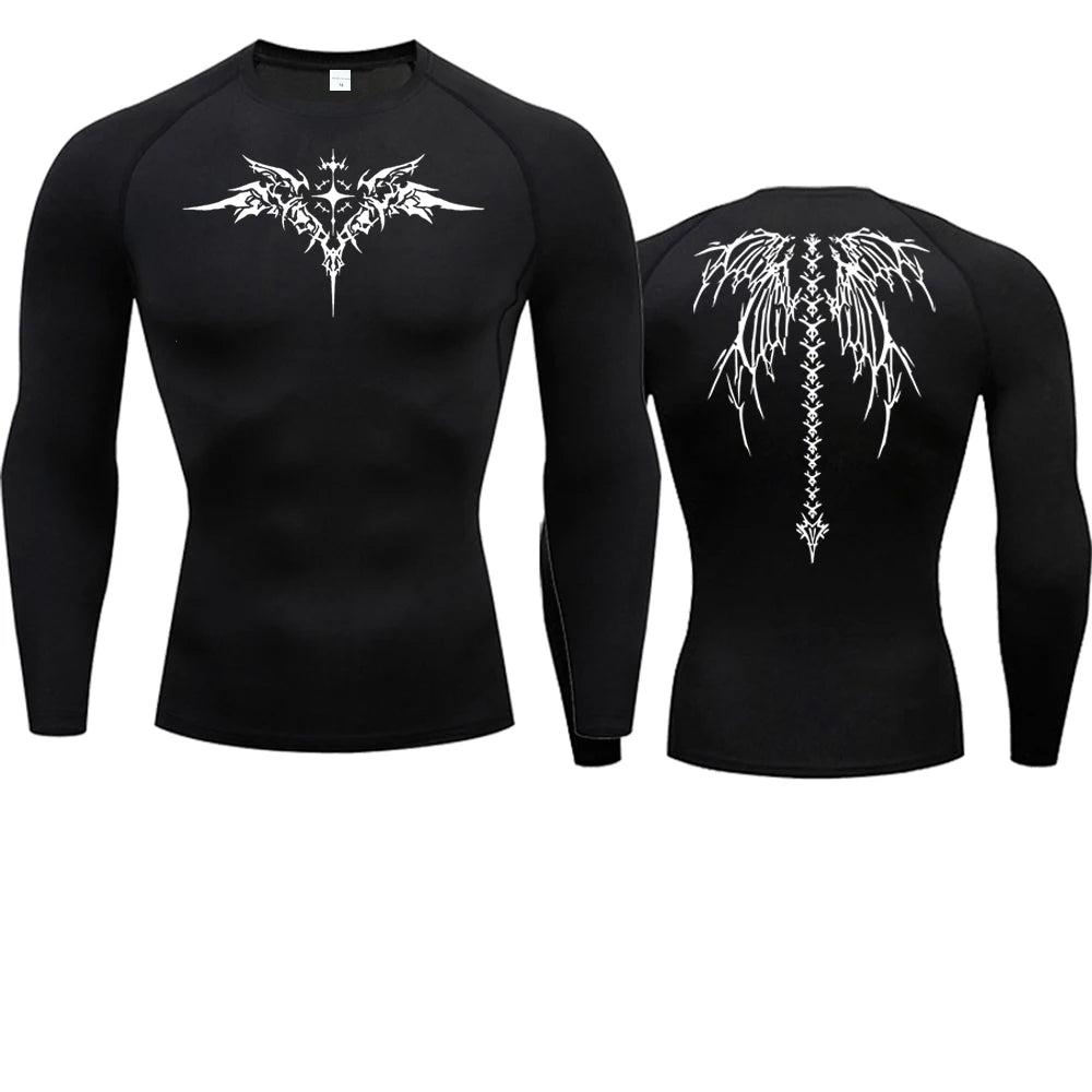 Anime Print Compression Shirt Mens Running T-Shirt Quick-Drying Fitness Sportswear Gym Sports Short Sleeve Breathable Tops