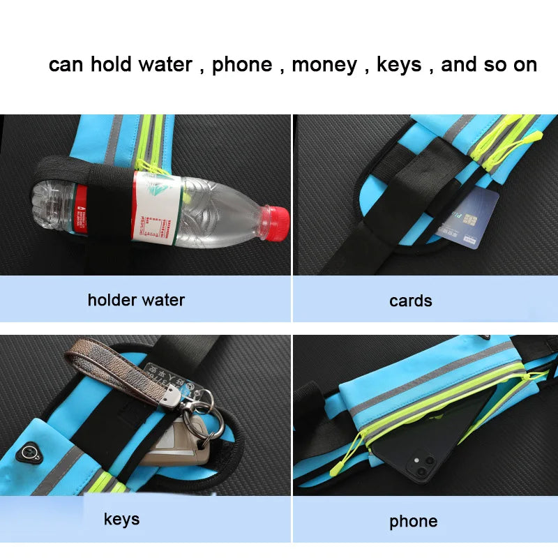 Running Belt Waist Bag with Water Bottle Holder Sports Fanny Pack Women Men Hydration Phone Holder Pouch