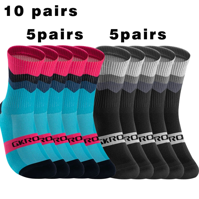 GKRQ 10 pairs Professional Cycling Socks Breathable Road Bicycle Socks Men Women Outdoor Sports Racing e Compression Cycling Fo