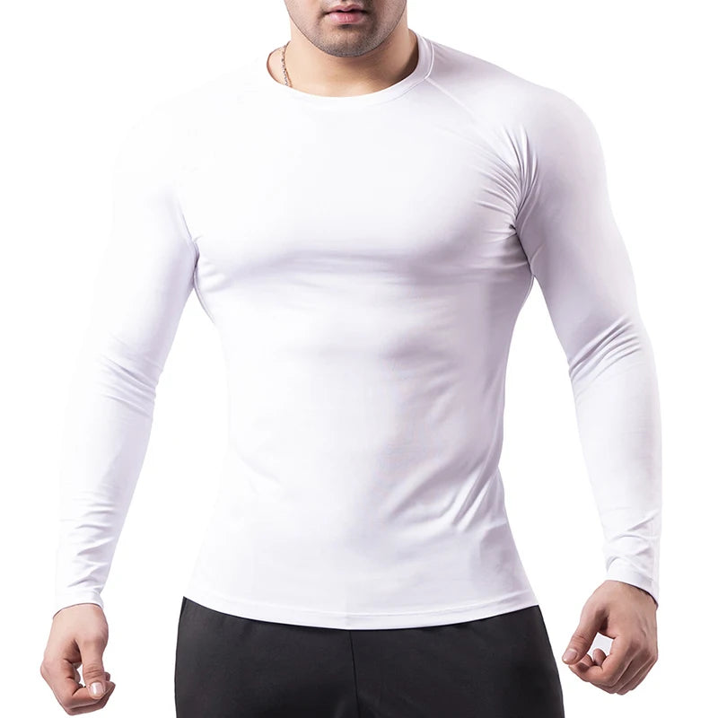 Spine Print Long Sleeve Compression Shirt for Men Athletic Quick Dry T-shirts Gym Workout Running Tees Tops Baselayer Undershirt