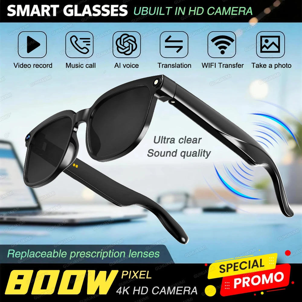 New AI Smart Glasses 8 Million HD Pixels Camera Photo 1080P HD Video Recording Sunglasses Call Music Play Men Women Glasses 2026