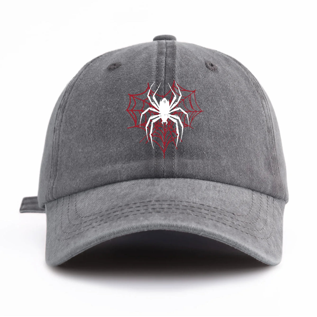 1pc Spider Print Washed Baseball Cap for Adults,Minimalist Retro Style Casual Soft Adjustable Dad Hat,Perfect As Gift