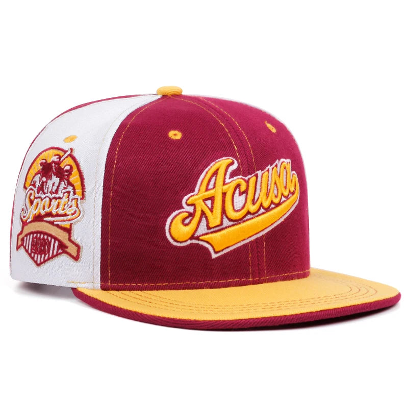 2025 New ACUSA Color blocked Flat brimmed Hat Men's Trendy Baseball Hat Hip Hop Hat Women's Outdoor Sports Leisure Sunshade Hat