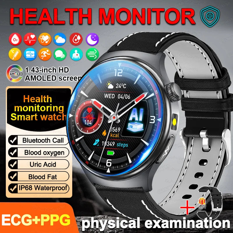 New Accurate ECG Smart Watch Heart Health Analysis Blood oxygen Pressure BT call ECG Smart Watches For Men Women protective film