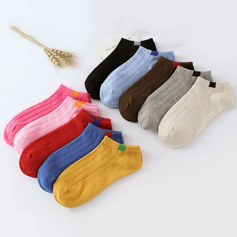 5 Pairs Socks Womens Summer Autumn Socks Women Quality Cotton Cute Set Japanese Style Sports Fashion Short Ankle Socks Harajuku