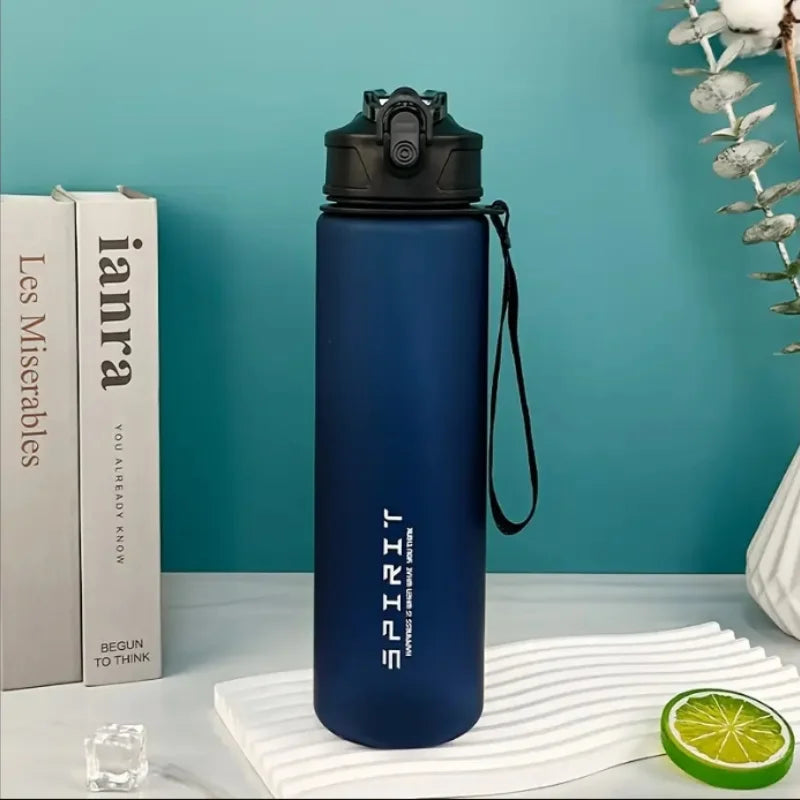 Large Capacity Grinkwell Frosted Sports Water Bottle-Leakproof,BPA-Free PC with Silicone Straw & Carrying Rope