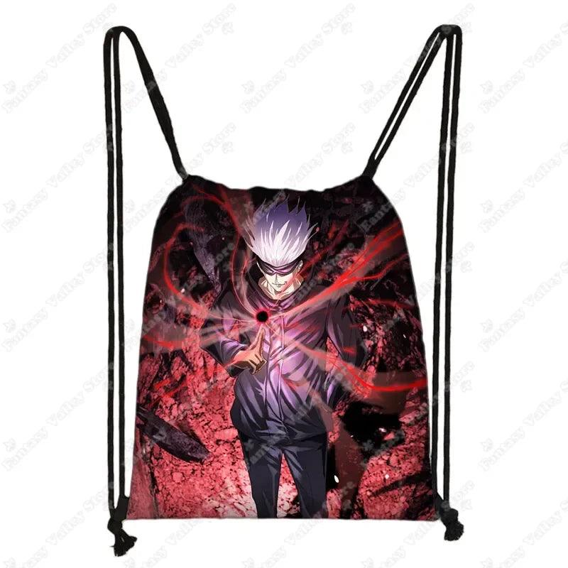 Anime Jujutsu Kaisen Backpacks Gojo Satoru Yuji Itadori Drawstring Bag Harajuku Large Capacity Storage Bags Outdoor Shoulder Bag
