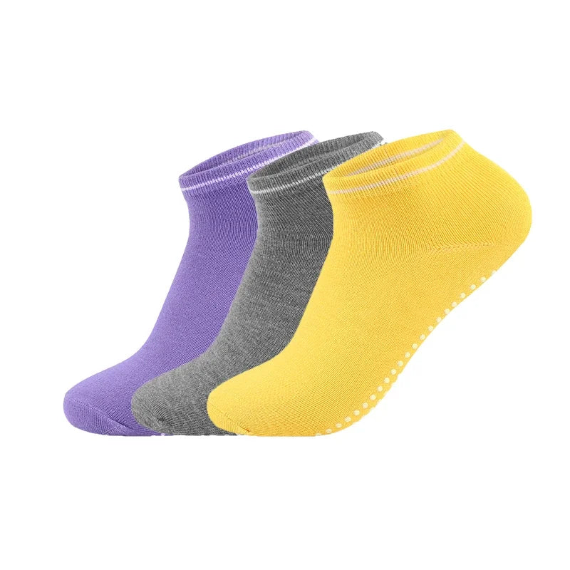 3Pairs/Lot Yoga Socks for Women Non-Slip Grips Straps Bandage Cotton Sock Pilates Pure Barre Ballet Dance Barefoot Workout