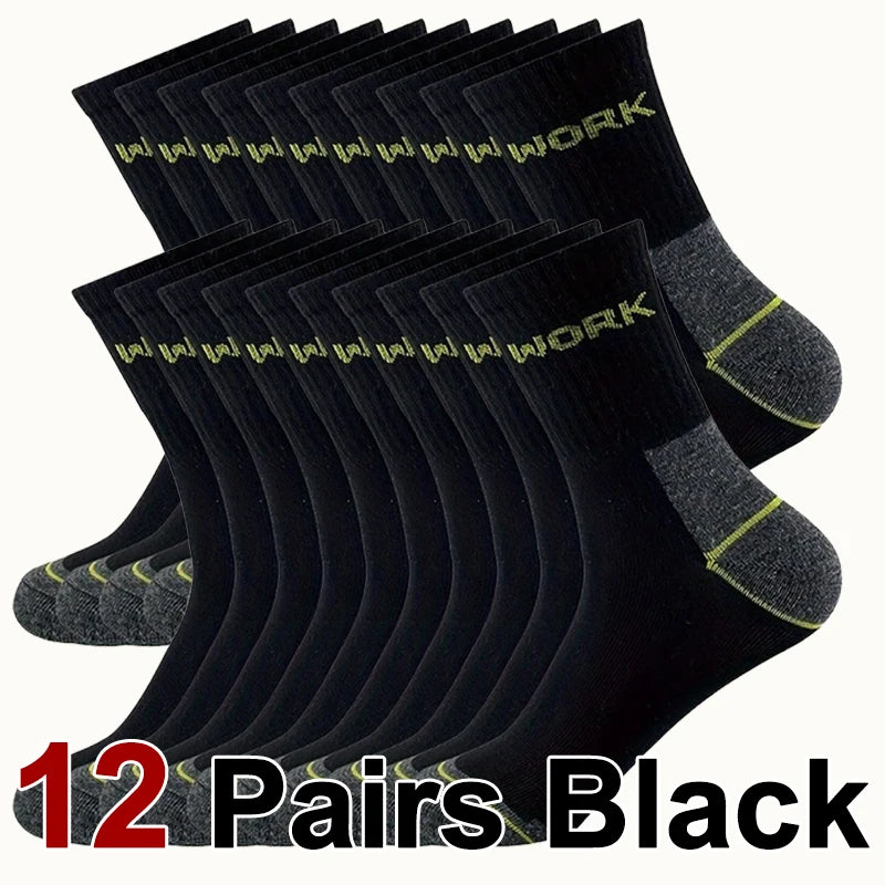 6/12 Pairs High-Quality Men Business Odor Proof Mid Tube Socks Sweat Absorbing Breathable All Season Sports Leisure Socks