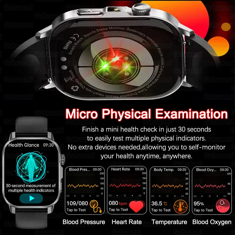 2026 New ECG+PPG Smart Healthy Diagnosis Surveillance Body Analysis Blood Pressure Lipid Uric Acid Health Smart Watches For Men