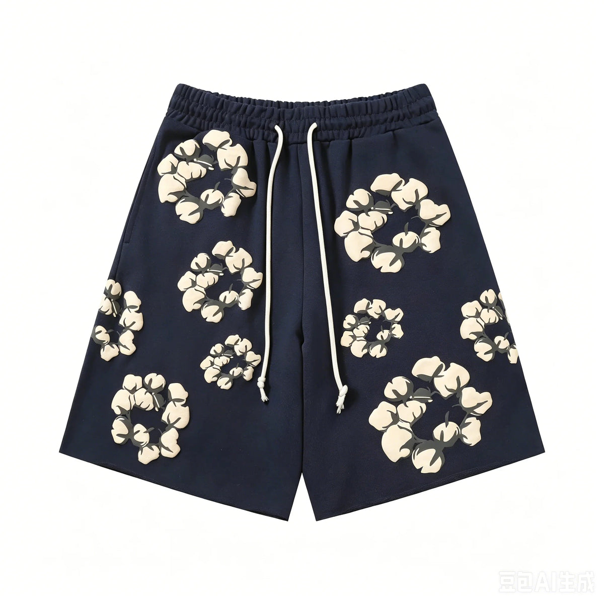 2026 Summer New Men's Navy Wreath 3D Print Sweat Shorts Oversized Pants, Suitable for Daily Wear and Training Kids