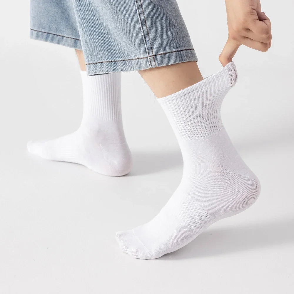 6 Pairs Plus Size EUR45-50 Men Socks High Quality Cotton Ankle Socks Black White Grey Crew Socks Sports