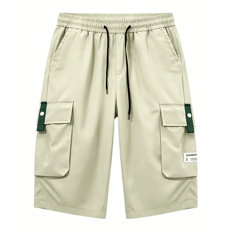 Summer Men Cargo Shorts Multi Pocket Elastic Drawstring Waist Loose Casual Outdoor Sports Workout Daily Beach Streetwear Bottoms