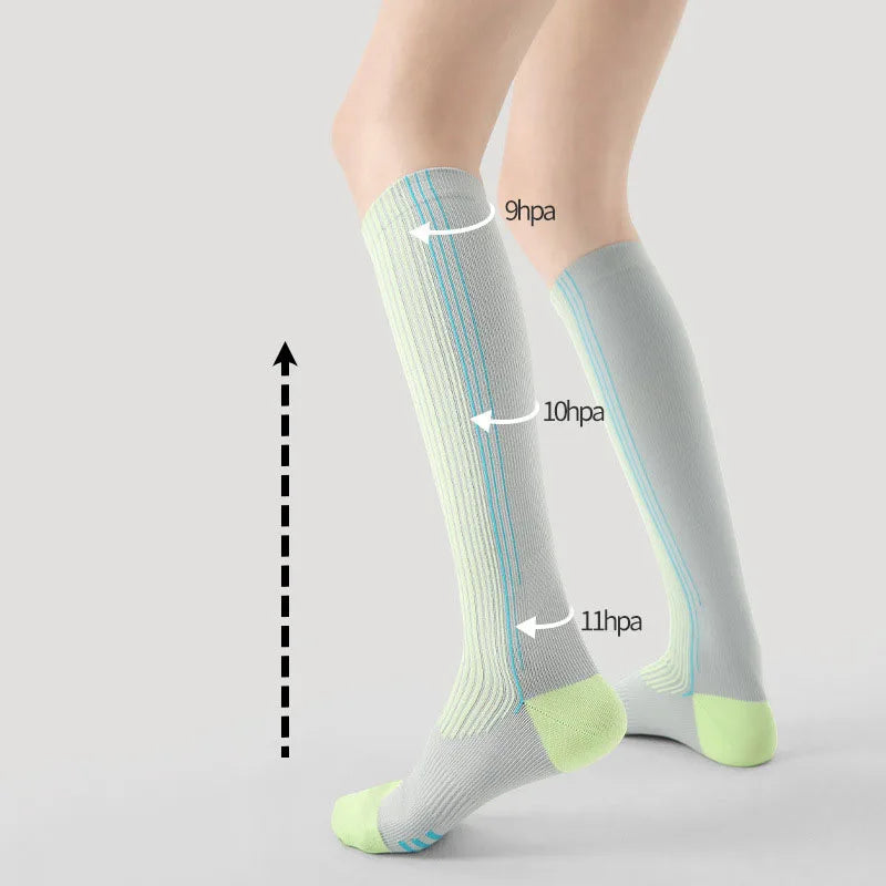 Women's Summer Autumn Thin Mid-Calf Compression Socks Anti-Slip Breathable Seamless for Yoga Running Fitness Hiking for Lady