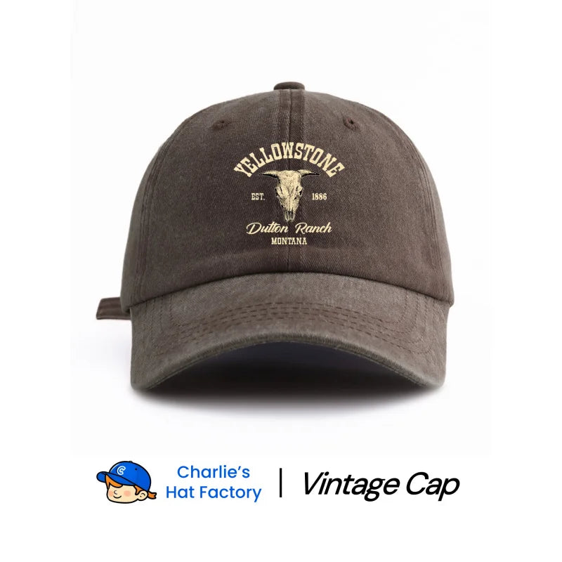 1 pc YELLOW STONE Print Washed Baseball Cap, Classic Casual Stylish Vintage Soft Sweatband Adjustable Size Lightweight Sun UV Pr