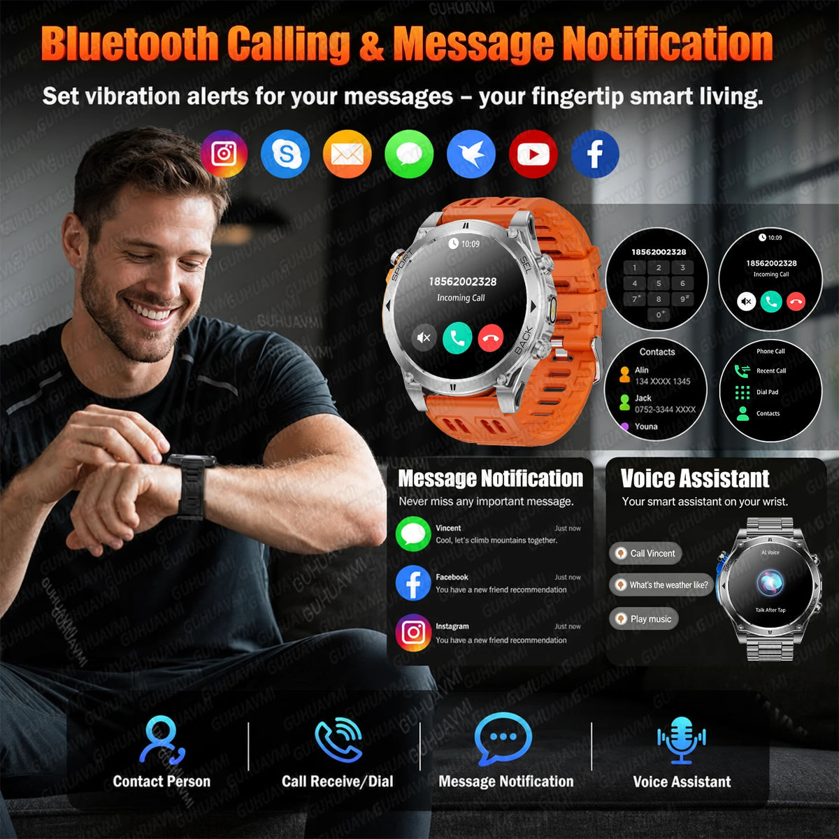 New T-RX4 Ultra Outdoor Sports Smart Watch Built in GPS Compass Altimeter Barometer 10ATM Waterproof Military Smartwatch For Men