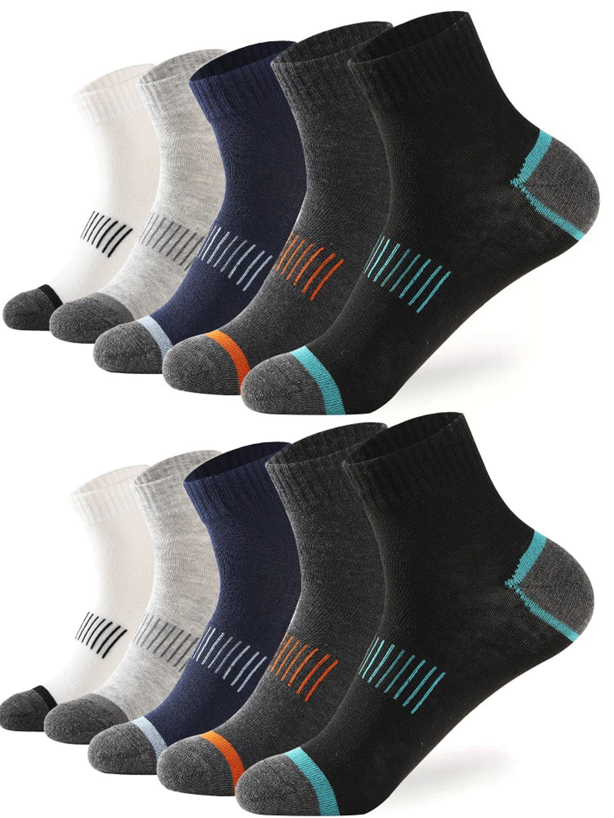 20Pairs High Quality Men's Cotton Socks Set Casual Breathable Sports Winter Black Large Size 38-45